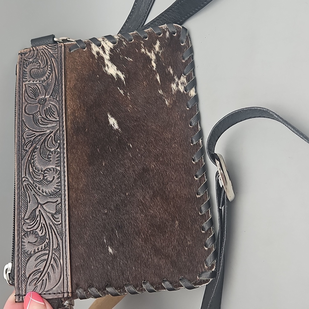 Unbranded Cowhide Crossbody W/ Tooled Panel NWT